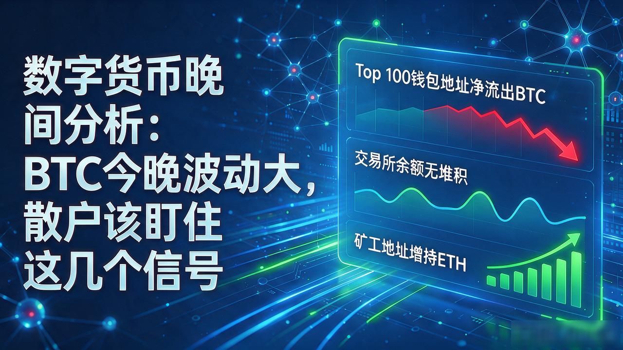 数字货币晚间分析：BTC今晚波动大，散户该盯住这几个信号